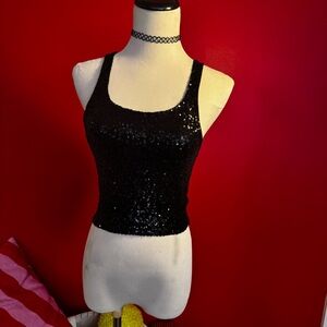 Only Small Black Sequin Top